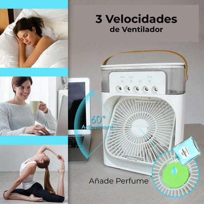 Ventilador de aire acondicionado portátil, mini enfriador de aire evaporativo con luz LED