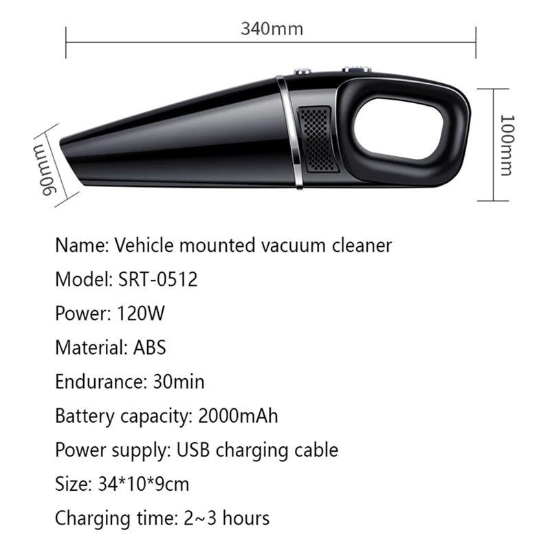 Aspirador inalámbrico para el coche de limpieza de vacío 120W